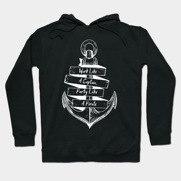 Party Like A Pirate Anchor White Hoodie by ShipwreckedApparelOfficial